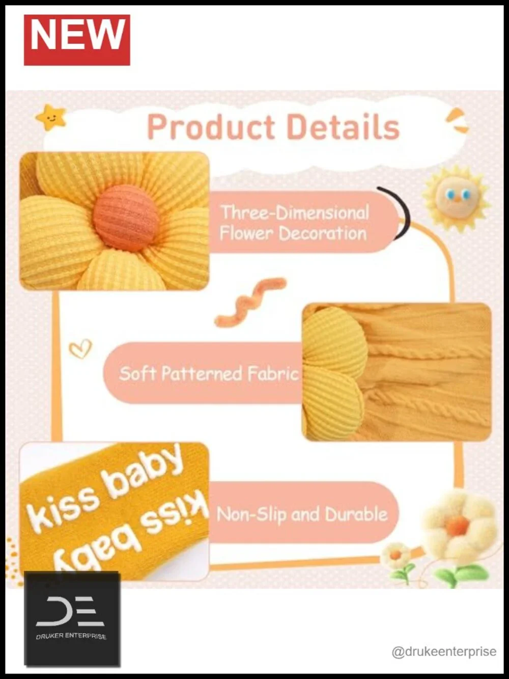 Baby Girl Flower Headband & Socks Set Newborn Toddler Essentials Nylon Headbands